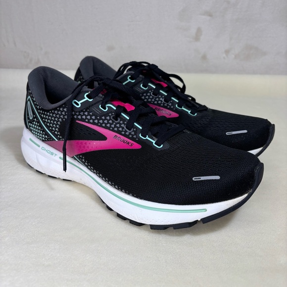 Brooks Shoes - Brooks Ghost 14 Women's US 9.5 Black & Pink Athletic Sneaker Running Shoes